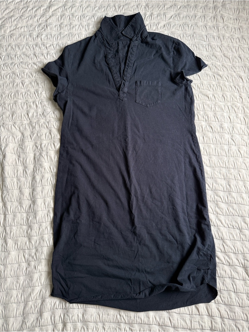 Frank & Eileen Navy Short-Sleeve Polo Dress- raw hem